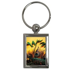 Landscape Bright Scenery Drawing Rivers Blue Lovely Key Chain (rectangle)