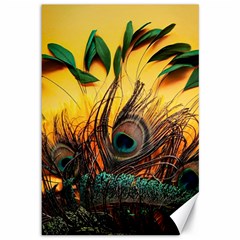 Peacock Feather Native Canvas 12  X 18 