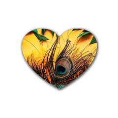 Peacock Feather Native Rubber Coaster (heart)