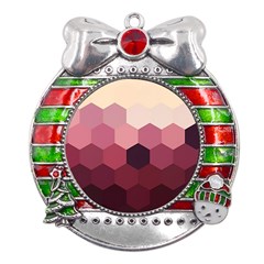 Hexagon Valentine Valentines Metal X mas Ribbon With Red Crystal Round Ornament