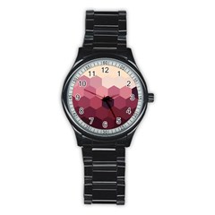 Pink Roses Flowers Love Nature Stainless Steel Round Watch by Grandong