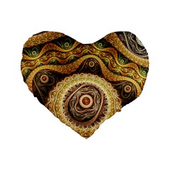 Fractals, Floral Ornaments, Waves Standard 16  Premium Heart Shape Cushions by nateshop