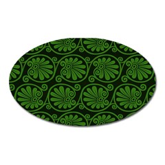 Green Floral Pattern Floral Greek Ornaments Oval Magnet by nateshop