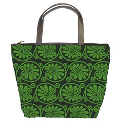 Green Floral Pattern Floral Greek Ornaments Bucket Bag