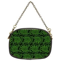 Green Floral Pattern Floral Greek Ornaments Chain Purse (two Sides) by nateshop