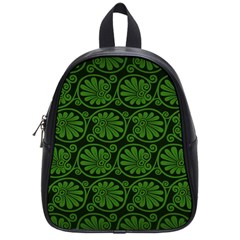 Green Floral Pattern Floral Greek Ornaments School Bag (small) by nateshop