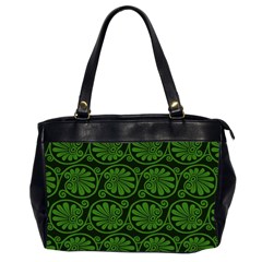 Green Floral Pattern Floral Greek Ornaments Oversize Office Handbag (2 Sides) by nateshop