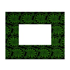 Green Floral Pattern Floral Greek Ornaments White Tabletop Photo Frame 4 x6  by nateshop