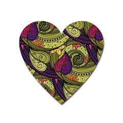 Green Paisley Background, Artwork, Paisley Patterns Heart Magnet by nateshop