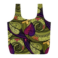 Green Paisley Background, Artwork, Paisley Patterns Full Print Recycle Bag (l) by nateshop