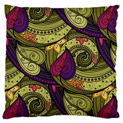 Green Paisley Background, Artwork, Paisley Patterns Large Premium Plush Fleece Cushion Case (one Side) by nateshop