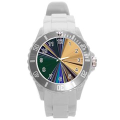 Colorful Centroid Line Stroke Round Plastic Sport Watch (l)