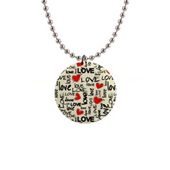 Love Abstract Background Love Textures 1  Button Necklace by nateshop