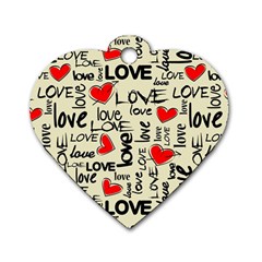 Love Abstract Background Love Textures Dog Tag Heart (two Sides) by nateshop