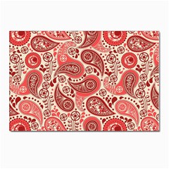Paisley Red Ornament Texture Postcards 5  X 7  (pkg Of 10) by nateshop