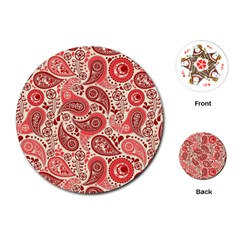 Paisley Red Ornament Texture Playing Cards Single Design (round) by nateshop