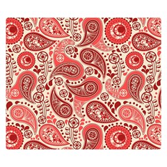 Paisley Red Ornament Texture Two Sides Premium Plush Fleece Blanket (small) by nateshop