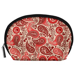 Paisley Red Ornament Texture Accessory Pouch (large) by nateshop