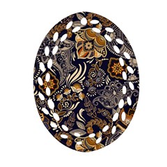 Paisley Texture, Floral Ornament Texture Oval Filigree Ornament (two Sides) by nateshop