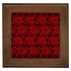 Red Floral Pattern Floral Greek Ornaments Framed Tile