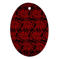 Red Floral Pattern Floral Greek Ornaments Ornament (oval) by nateshop