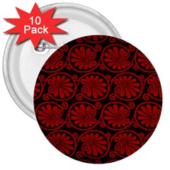 Red Floral Pattern Floral Greek Ornaments 3  Buttons (10 pack) 