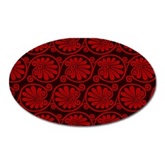 Red Floral Pattern Floral Greek Ornaments Oval Magnet