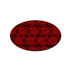 Red Floral Pattern Floral Greek Ornaments Sticker Oval (100 pack)