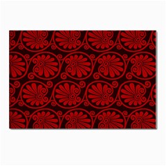 Red Floral Pattern Floral Greek Ornaments Postcards 5  x 7  (Pkg of 10)