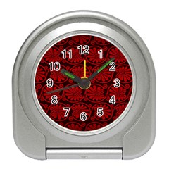 Red Floral Pattern Floral Greek Ornaments Travel Alarm Clock