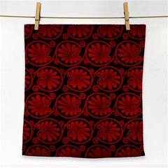 Red Floral Pattern Floral Greek Ornaments Face Towel by nateshop