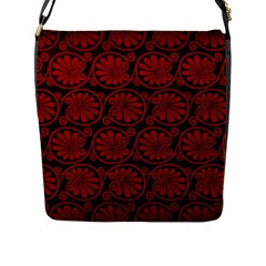 Red Floral Pattern Floral Greek Ornaments Flap Closure Messenger Bag (L)