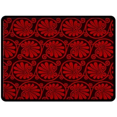 Red Floral Pattern Floral Greek Ornaments Two Sides Fleece Blanket (Large)