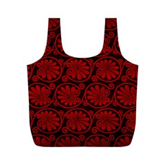 Red Floral Pattern Floral Greek Ornaments Full Print Recycle Bag (M)