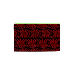 Red Floral Pattern Floral Greek Ornaments Cosmetic Bag (XS)