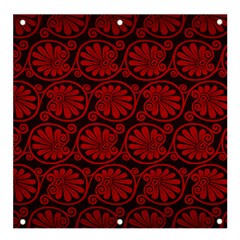 Red Floral Pattern Floral Greek Ornaments Banner and Sign 4  x 4 