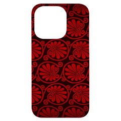 Red Floral Pattern Floral Greek Ornaments Iphone 14 Pro Black Uv Print Case by nateshop