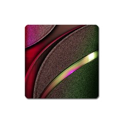 Texture Abstract Curve  Pattern Red Square Magnet by Proyonanggan