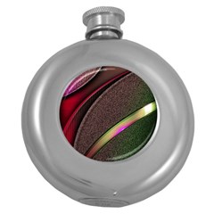 Texture Abstract Curve  Pattern Red Round Hip Flask (5 Oz)