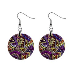 Violet Paisley Background, Paisley Patterns, Floral Patterns Mini Button Earrings