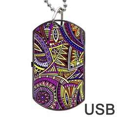 Violet Paisley Background, Paisley Patterns, Floral Patterns Dog Tag Usb Flash (two Sides) by nateshop