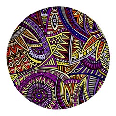 Violet Paisley Background, Paisley Patterns, Floral Patterns Round Glass Fridge Magnet (4 Pack) by nateshop