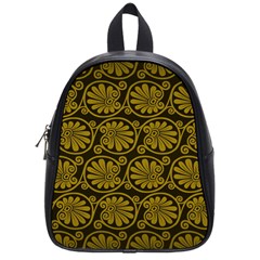 Yellow Floral Pattern Floral Greek Ornaments School Bag (Small)