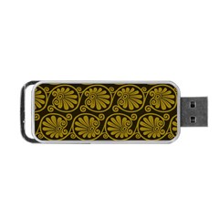 Yellow Floral Pattern Floral Greek Ornaments Portable Usb Flash (two Sides) by nateshop