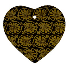Yellow Floral Pattern Floral Greek Ornaments Ornament (heart) by nateshop