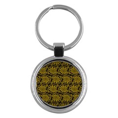 Yellow Floral Pattern Floral Greek Ornaments Key Chain (round) by nateshop