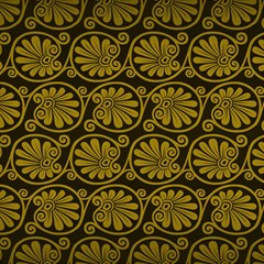 Yellow Floral Pattern Floral Greek Ornaments Play Mat (square) by nateshop