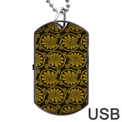 Yellow Floral Pattern Floral Greek Ornaments Dog Tag Usb Flash (one Side) by nateshop