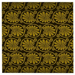 Yellow Floral Pattern Floral Greek Ornaments Wooden Puzzle Square by nateshop