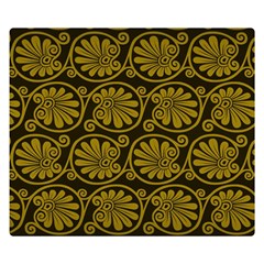 Yellow Floral Pattern Floral Greek Ornaments Premium Plush Fleece Blanket (small)